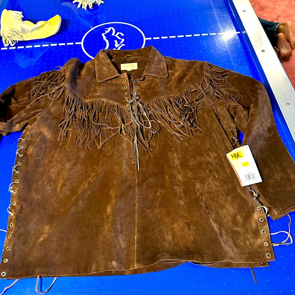 Fringed Native American Suede Beaded Traditional Leather Coat